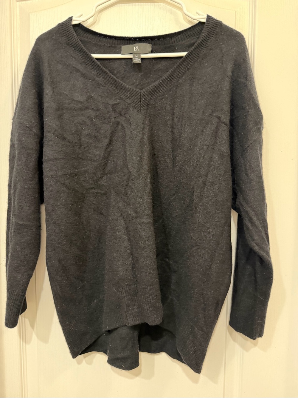 Banana Republic 100% Cashmere Oversized V-Neck Sweater Black Womens M